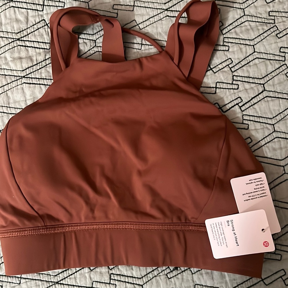 Lululemon strong at heart bra in brown